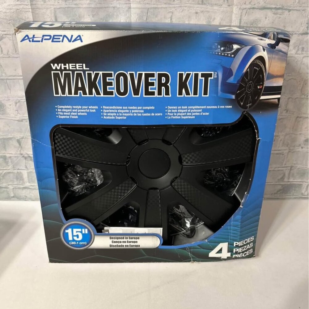 ALPENA 58260 VR CARBON WHEEL COVER KIT  BLACK  15 INCH PACK OF 4  NEW